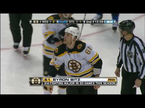 Byron Bitz fights Barret Jackman 11/23/09 1080p HD