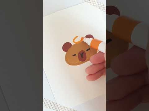 Lesson 05 Learn to Draw Capybara Cute orange on head funny , marker drawing #capybaradrawing