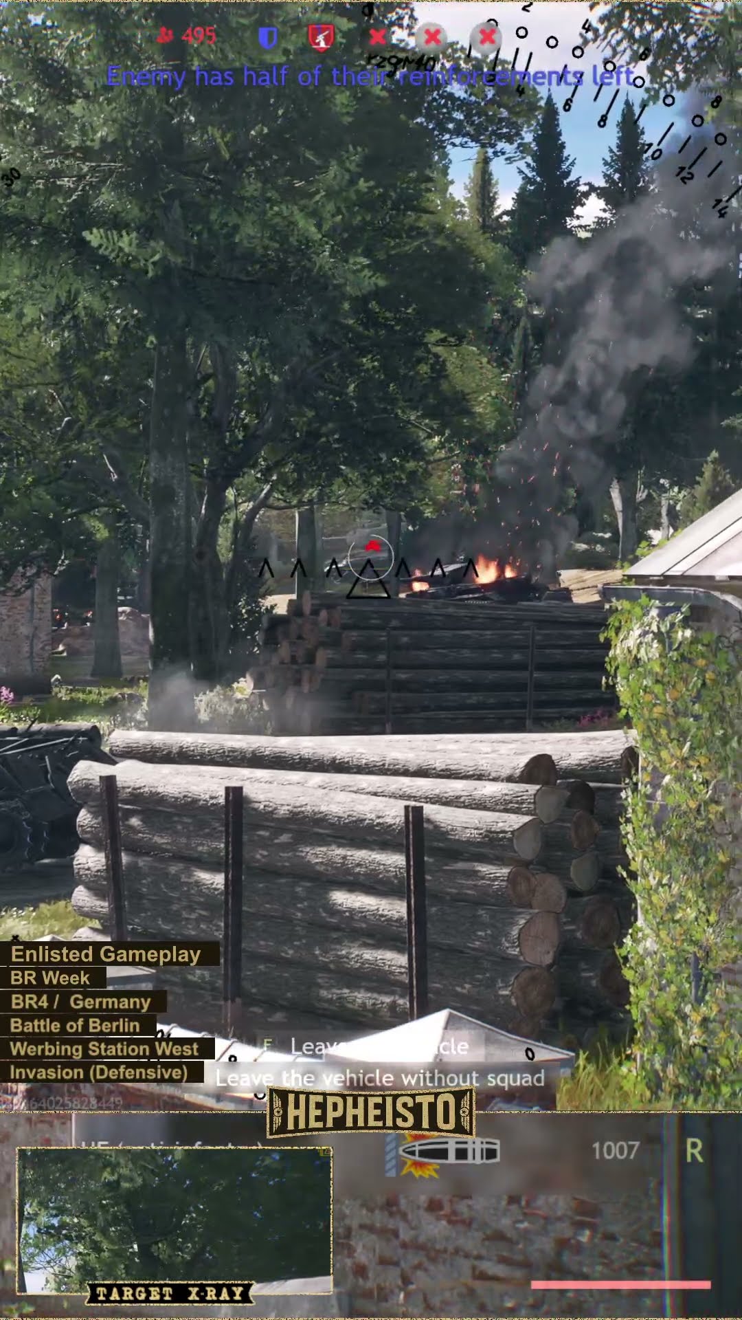 Eliminating Tank T-34-85 (D-5T) from a Train Cannon Carriage with a 105mm Howitzer Cannon