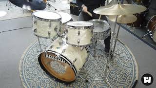 Video thumbnail for 1970s Ludwig White Marine Pearl Hollywood Drum Kit by Hawthorne Drum Shop