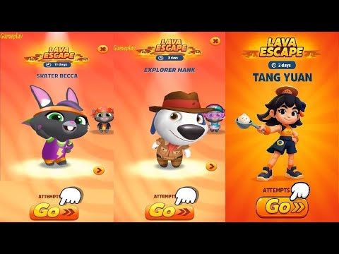 Talking Tom Gold Run VS Subway Surfers Lava Escape Event  Explorer Hank VS Skater Becca TANG YUAN