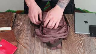 Невеликий рюкзак з поліестру з великою кількістю кишень Vintage 22150 коричневий