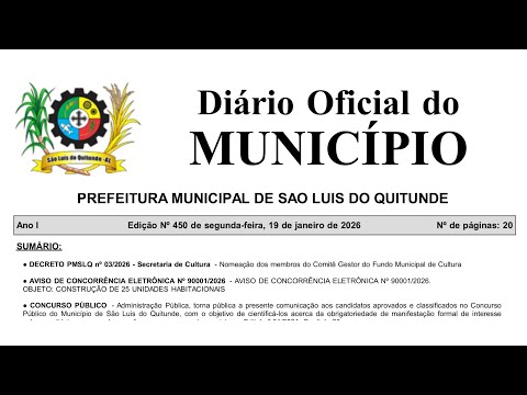 CONVOCAÇÕES CONCURSO SÃO LUÍS DO QUITUNDE-AL