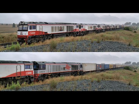Five CSR's Leading SCT 6PM9 Mixed Freight Train In Rain (15/3/2022) - PoathTV Australian Railways
