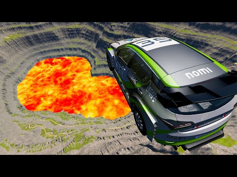 Leap Of Death Car Jumping Into GIANT HOT LAVA Pit - BeamNG.Drive