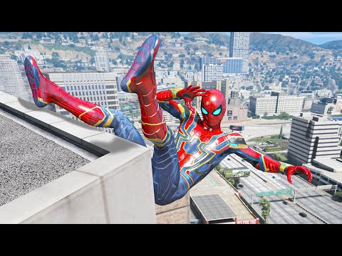 GTA 5 Iron Spiderman Falling off Highest Buildings - Episode 03 (Euphoria Ragdolls)