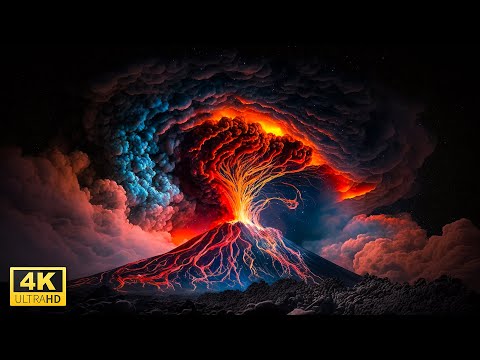 Discover Iceland Volcano Eruption & Lava Flows in 4K Video Ultra HD with Relaxing Music