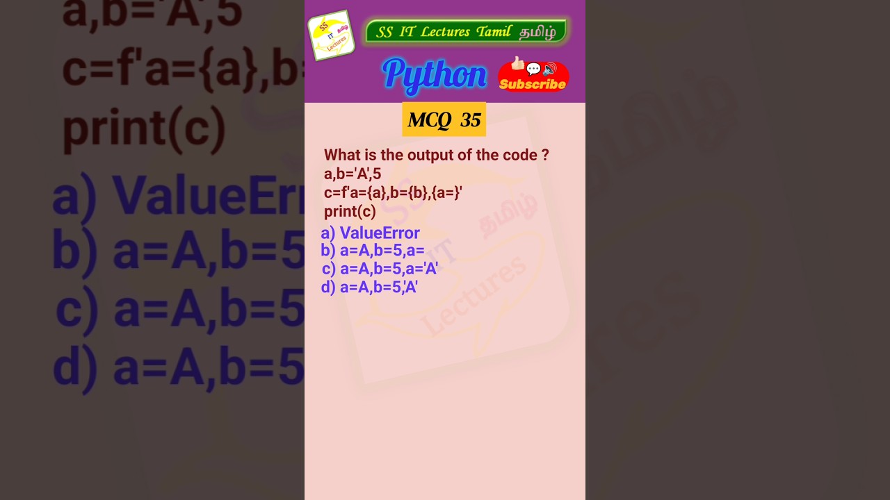 Python MCQ 35 - Test Your Skills #python  #pythonprogramming #pythoninterview#shorts#trending