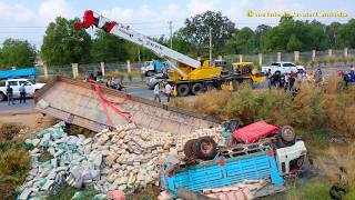 Download lagu Expert Crane 12 Wheel Recovery Dump Trailer And 5t Truck Accident - Excavator VOLVO Sink Stuck Mud . mp3