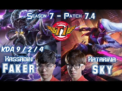 SKT T1 Faker KASSADIN vs SKT T1 Sky KATARINA Mid - Patch 7.4 KR Ranked