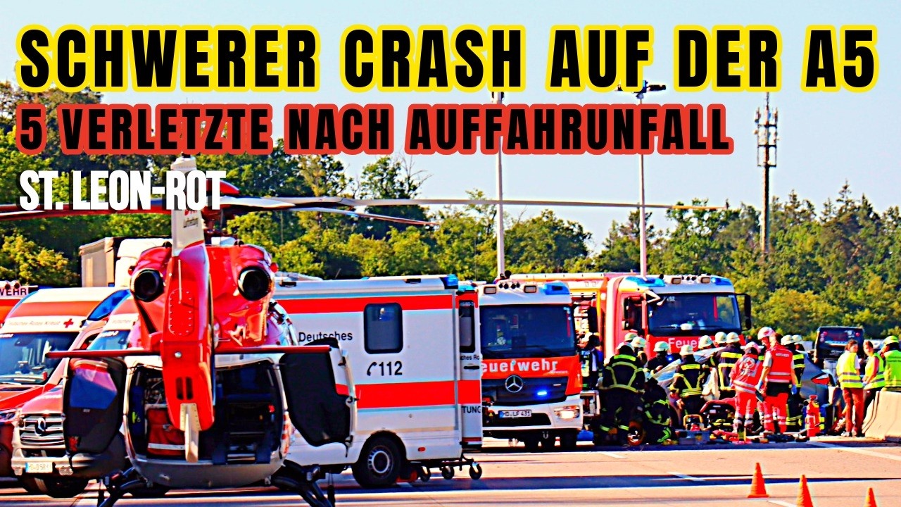 A5 nach schwerem Unfall voll gesperrt – Zwei Menschen schwer verletzt