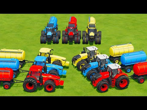 FENDT vs JOHN DERRE vs JCB TRACTORS PARKOUR WITH WATER TANKS -   Farming Simulator 22