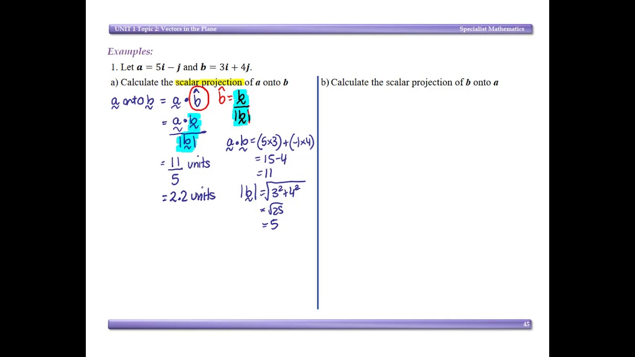 Vector Projection 2D Example 1