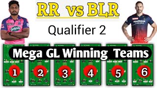 RR vs BLR  Dream11 , RR vs RCB  Dream11 Prediction, 2nd Qualifier  , Rajasthan vs Bangalore GL Team