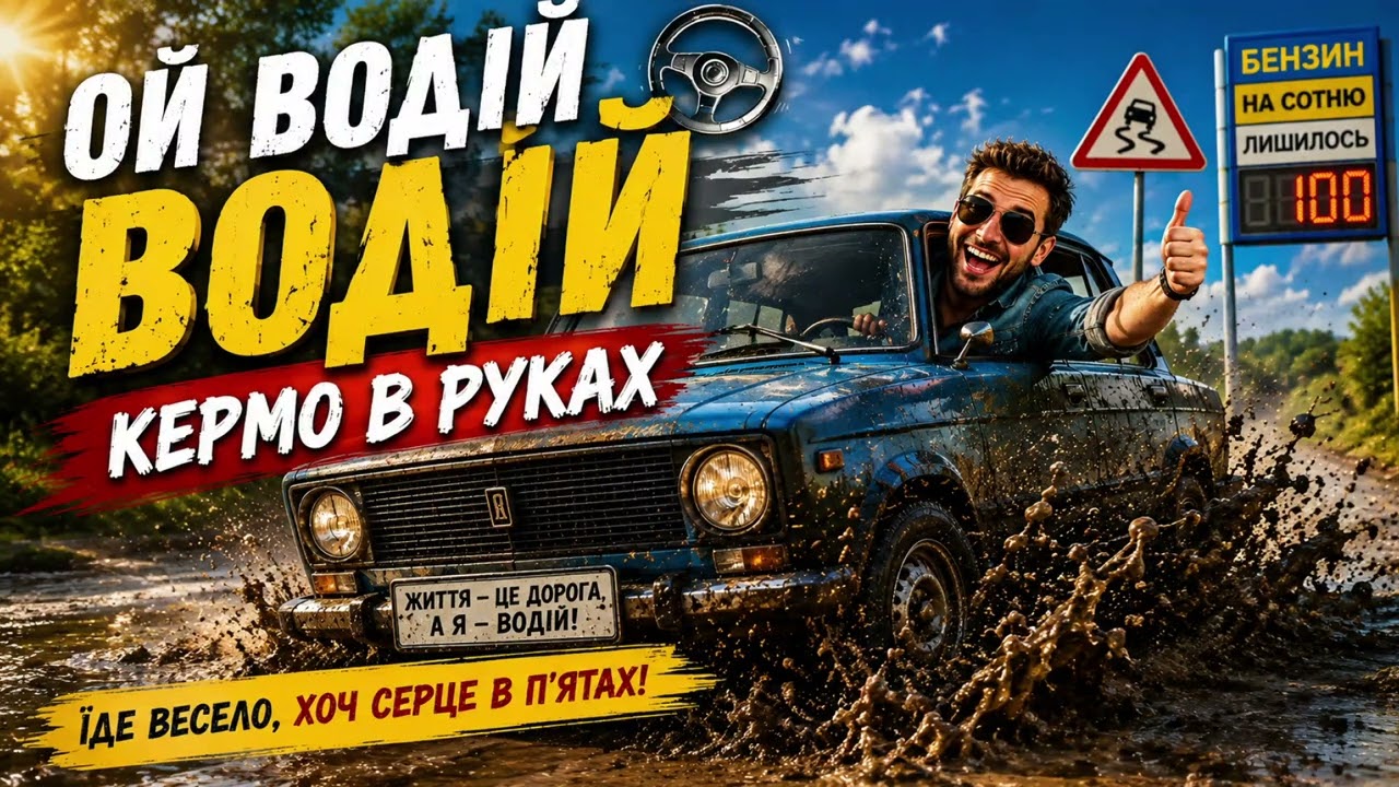 Ой, водій, водій — кермо в руках — сучасна жартівлива українська пісня про водія та дороги
