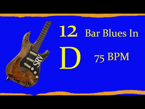Guitar Backing Track For Soloing - D 12-bar blues 75 bpm