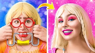 From nerd to Barbie! 🤯 Barbie became alive and got my crush! ❤️ Extreme beauty makeover
