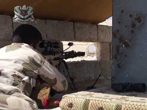 استهداف تمركز لاحد قناصي النظام بقناص الدوشكا من قبل ألوية الفاتح في ريف حماة الشرقي