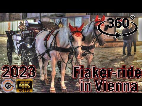 AUSTRIA 360° VR Fiaker ride in Vienna. Fiaker is the Austrian name for a horse carriage