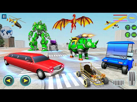 Transforming robot game - Futuristic rhino robot wars against mech robot | Android iOS Gameplay