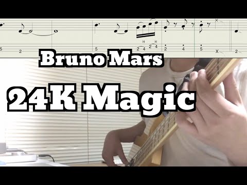 Bruno Mars - 24K Magic / Bass Cover (TABS in Video) / American Music Awards 2016