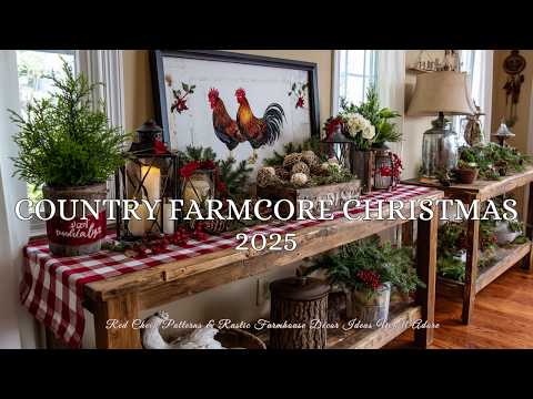 🐓 Country Farmcore Christmas | Red Check Patterns, Roosters & Rustic Farmhouse Decor You’ll Adore