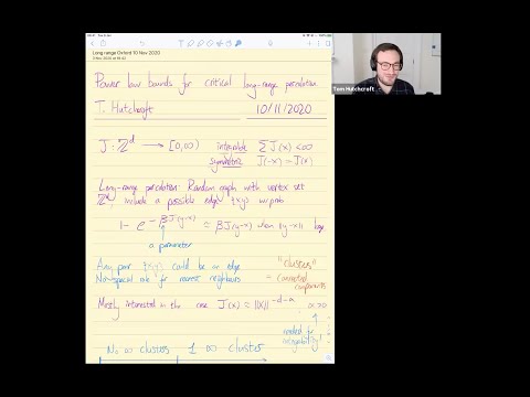 Tom Hutchcroft (Cambridge), Power-law bounds for critical long-range percolation, 10th November 2020