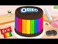 How To Make Rainbow Oreo KitKat Cake Satisfying Chocolate Dessert DIY Cute Mini Bakes