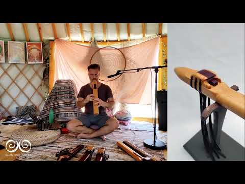 7 Hole Drone Flute in the Key of F# of Maple and Padauk Accents 440Hz Native American Style