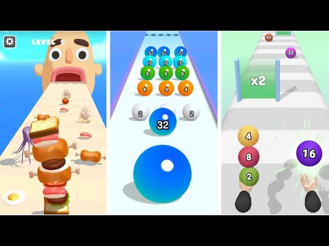 Juggle 2048 vs Sandwich Runner vs Ball Run Infinity Max Gameplay