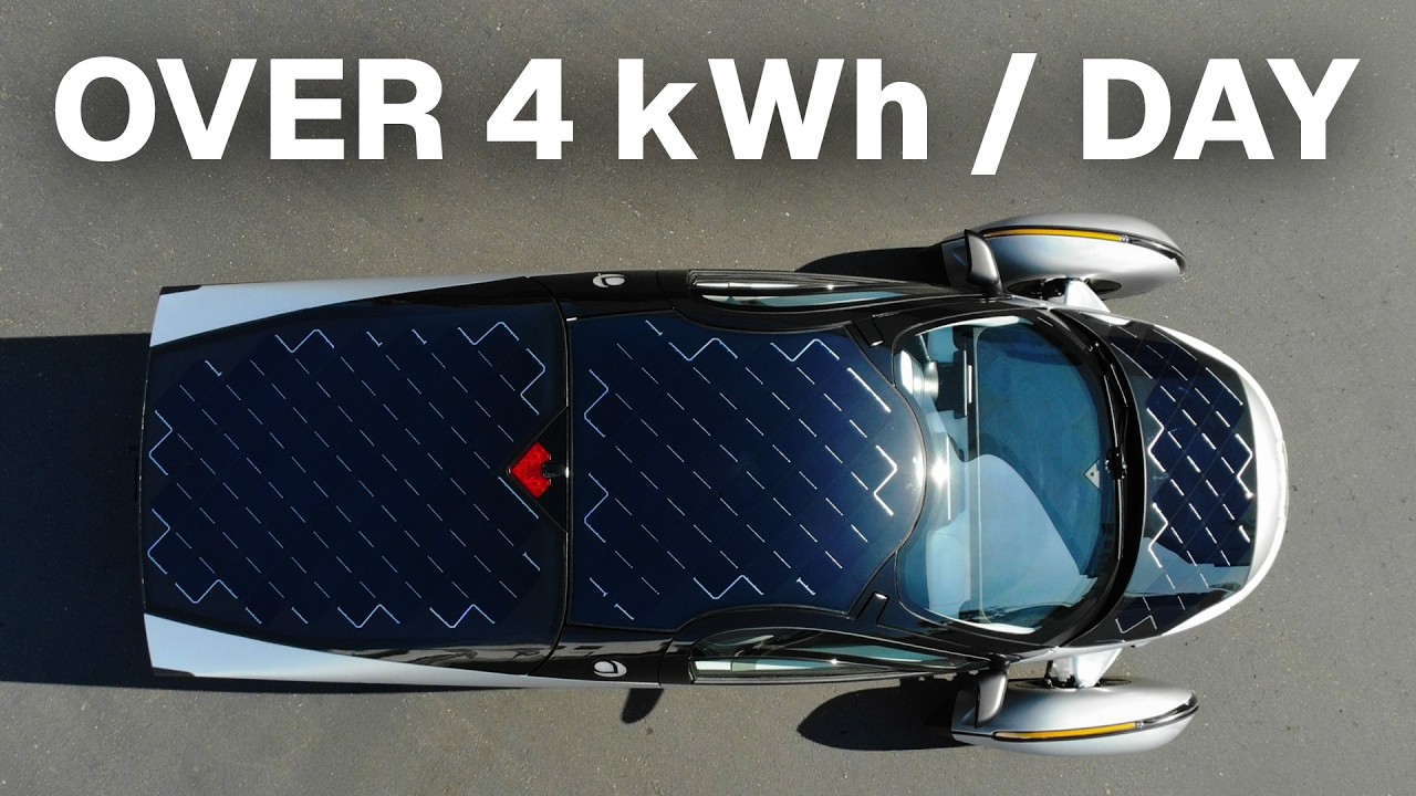 Aptera solar electric vehicle wired to test equipment during third-party measurement