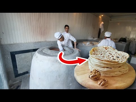 Baking Iranian Bread|Bakery|Cooking Iranian flatbread bread|How to make bread