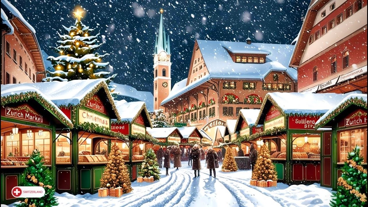 Christmas Market In Zurich Switzerland🇨🇭Heavy Snow Fall In ZURICH City _ Winter Wonderland