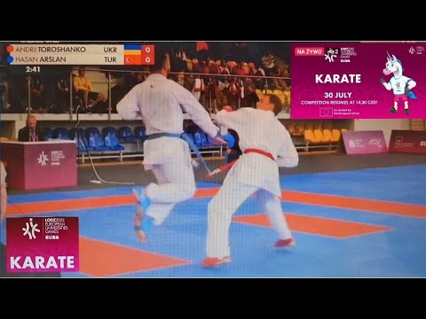 Andrii Toroshanko champion Men's Final Kumite -84 kg KARATE Lodz 2022 European Univers. Games EUSA