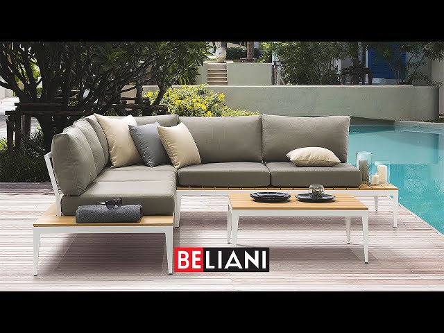 Video Teaser für BELIANI   5 Seater Aluminium Garden Corner Sofa Set Grey POSITANO
