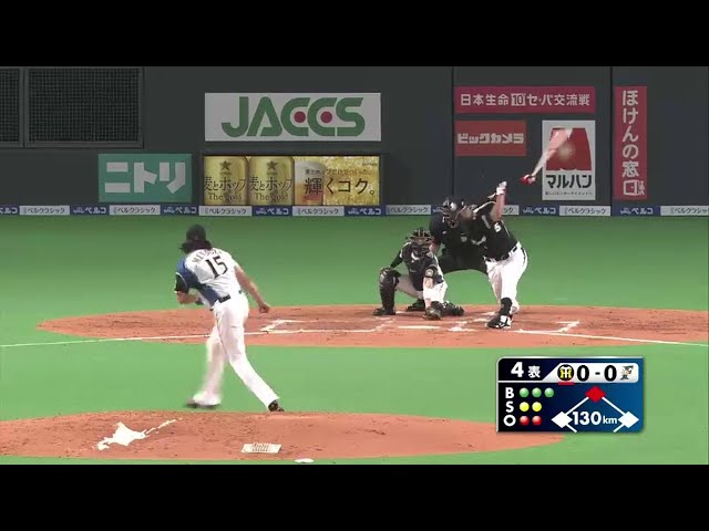 4回表 ファイターズ・メンドーサ 初被打も得点許さず 2014/5/31 F-T