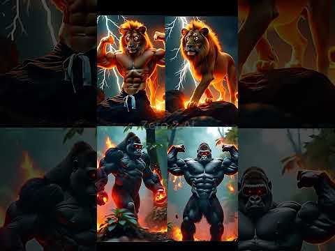 This Lion And Gorilla Fight Is Crazy! Super-Powered Animals Face-Off!  #ai