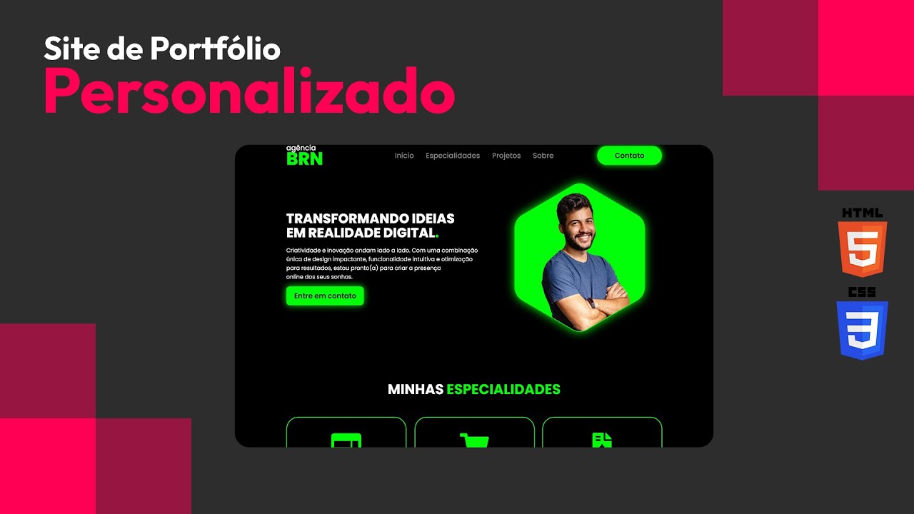 Como criar Portfólio com HTML e CSS - Pt. 01/08 - Menu do site