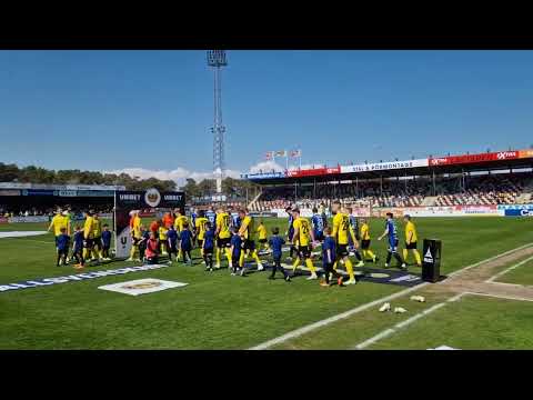 Mjällby AIF - IK Sirius spelarna kliver in på Strandvallen den 14 maj 2023