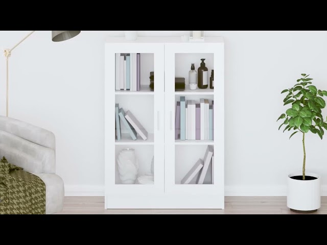 Video teaser for 802750 vidaXL Vitrine Cabinet White 82,5x30,5x115 cm Engineered Wood