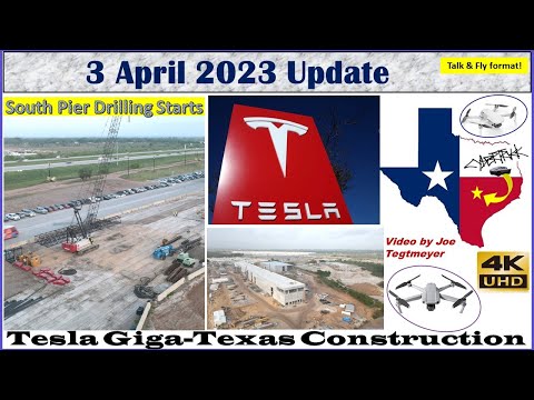 West Expansion, South Dual Pier Drills, East Construction! 3 April 2023 Giga Texas Updates (07:35AM)