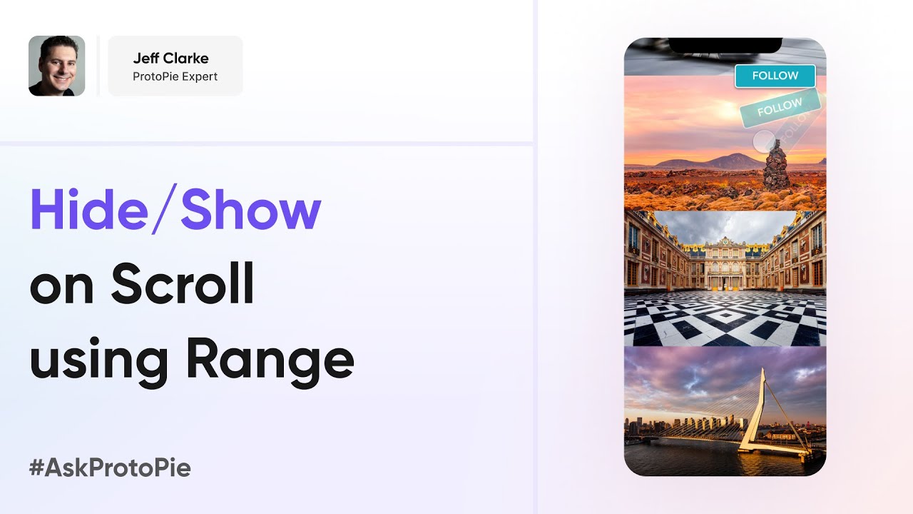 ProtoPie Tutorial | Hide and Show Button on Scroll Using Range, Send and Receive #AskProtoPie