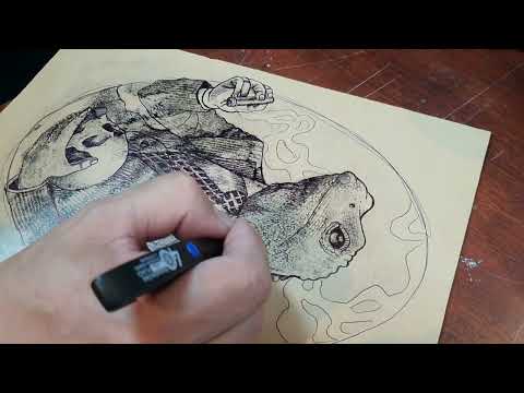 Transferring an image to linoleum to make a linocut print matrix