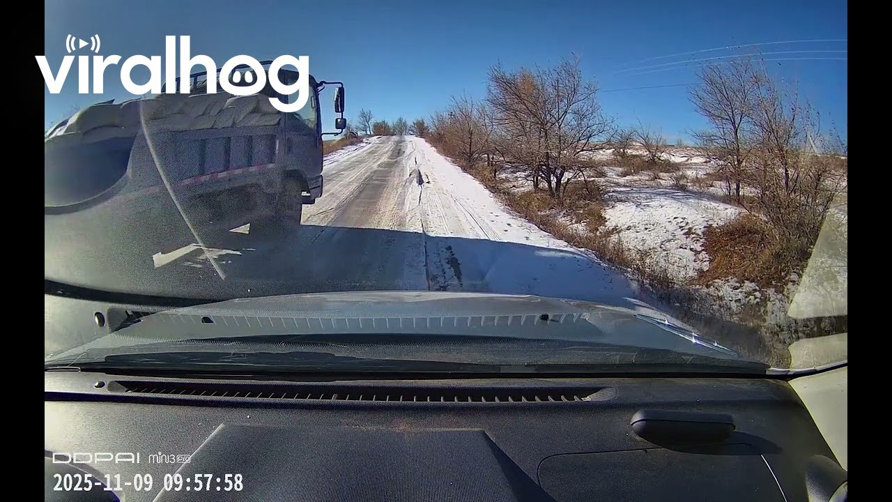 Quick Thinking on Icy Road Saves Two Drivers || ViralHog