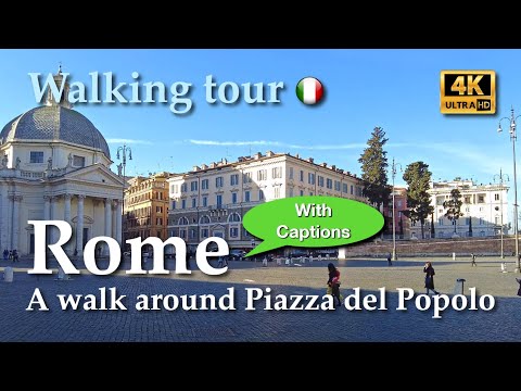 Roma | Um passeio pela Piazza del Popolo, Itália [Passeio a pé] com legendas - 4K