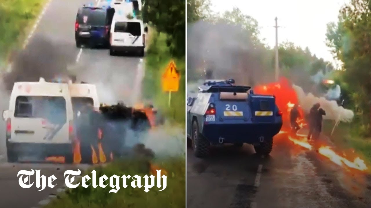 Watch: ‘Radicalised’ activists lob Molotov cocktails at police in French motorway protest