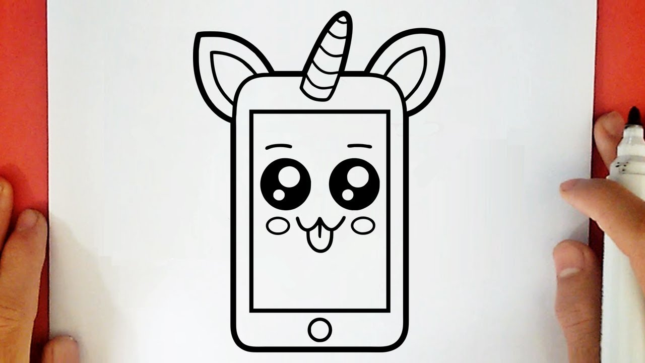 COME DISEGNARE UN TELEFONO UNICORNO KAWAII
