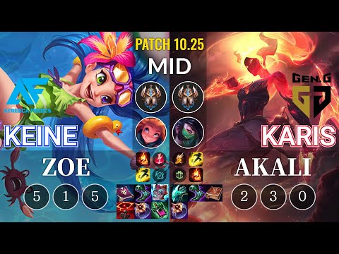 AF Keine Zoe vs GEN Karis Akali Mid - KR Patch 10.25