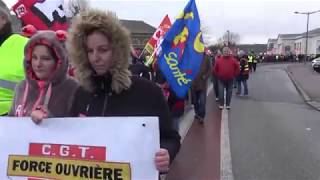 Dieppe, 5 février 2019,  manifestation CGT - Gilets jaunes dans la ville.
