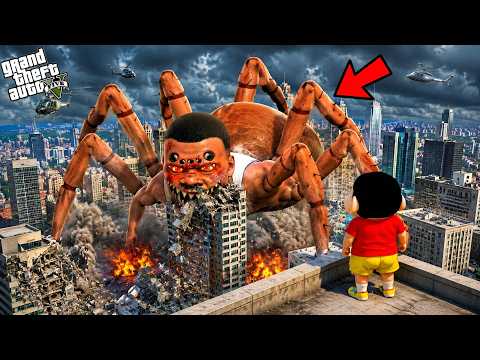 Franklin Turns Into a Mutant Spider Monster to Save Shinchan in GTA 5!
